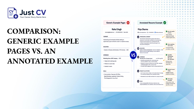 Comparison Generic Example Pages vs. an Annotated Example